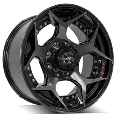 20x10 8x170mm Gloss Black with Brushed Face & Tinted Clear for Ford Excursion 2000-2005-90