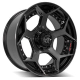 22x10 5x5" & 5x5.5" Gloss Black with Brushed Face & Tinted Clear for Dodge Ram 1500 1994-2010-100