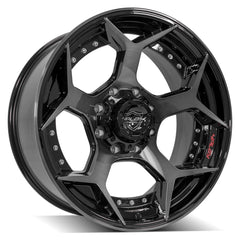 22x10 8x180mm Gloss Black with Brushed Face & Tinted Clear for Chevrolet Silverado 2500 HD 2011-2023-110