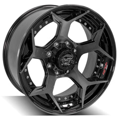 22x10 8x180mm Gloss Black with Brushed Face & Tinted Clear for Chevrolet Silverado 2500 HD 2011-2023-112