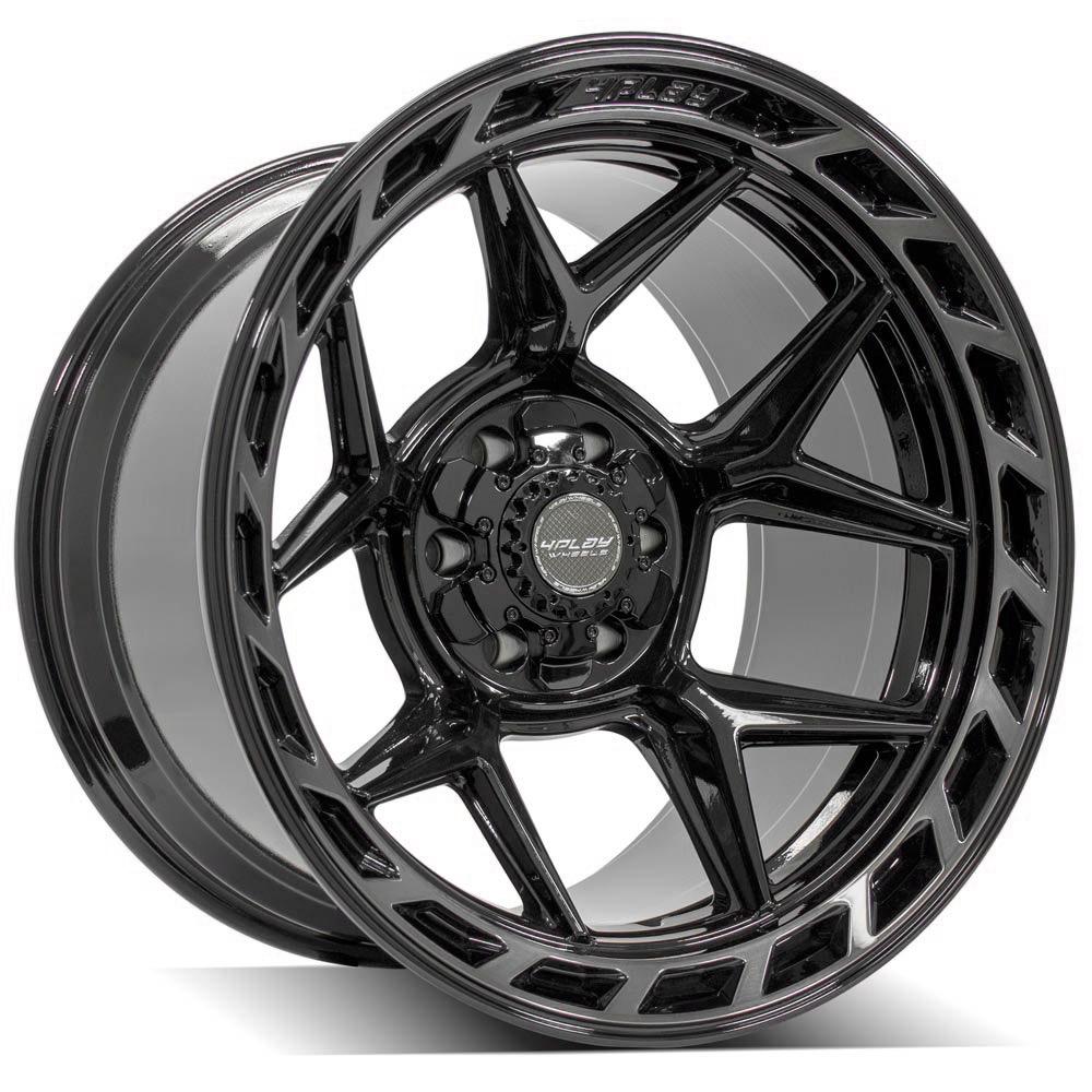 20x12 6x135mm & 6x5.5" Gloss Black with Brushed Face & Tinted Clear for Ford Expedition 2003-2023-145
