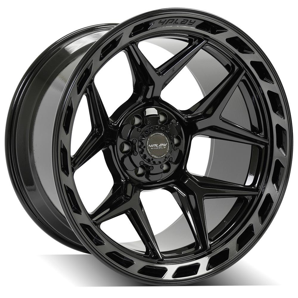 22x12 6x135mm & 6x5.5" Gloss Black with Brushed Face & Tinted Clear for Ford Expedition 2003-2023-160