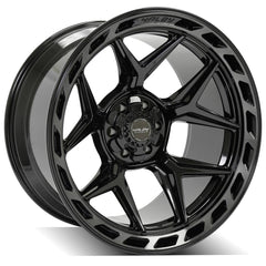 22x12 6x135mm & 6x5.5" Gloss Black with Brushed Face & Tinted Clear for Ford Expedition 2003-2023-160