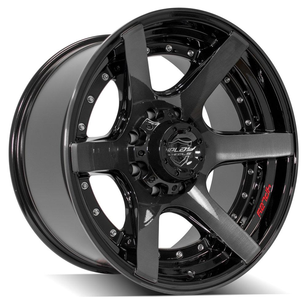 20x10 8x170mm Gloss Black with Brushed Face & Tinted Clear for Ford Excursion 2000-2005-175