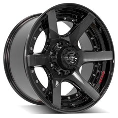 20x10 8x180mm Gloss Black with Brushed Face & Tinted Clear for Chevrolet Silverado 2500 HD 2011-2023-180