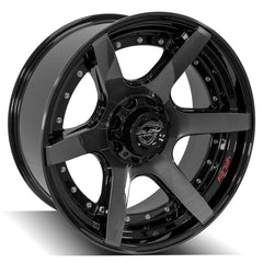 22x10 6x135mm & 6x5.5" Gloss Black with Brushed Face & Tinted Clear for Ford Expedition 2003-2023-197