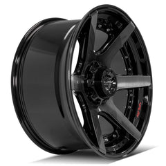 22x10 6x135mm & 6x5.5" Gloss Black with Brushed Face & Tinted Clear for Ford Expedition 2003-2023-198