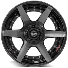 22x12 6x135mm & 6x5.5" Gloss Black with Brushed Face & Tinted Clear for Ford Expedition 2003-2023-221
