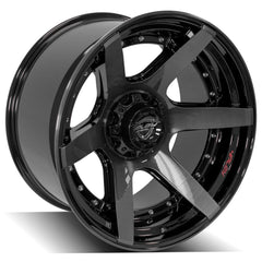 22x12 6x135mm & 6x5.5" Gloss Black with Brushed Face & Tinted Clear for Ford Expedition 2003-2023-222