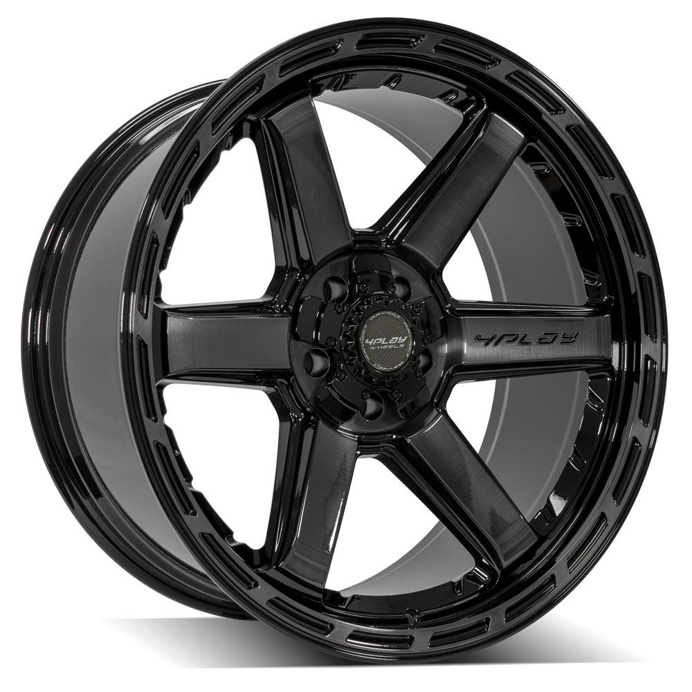 22x10 5x5" & 5x5.5" Gloss Black with Brushed Face & Tinted Clear for Dodge Ram 1500 1994-2010-240
