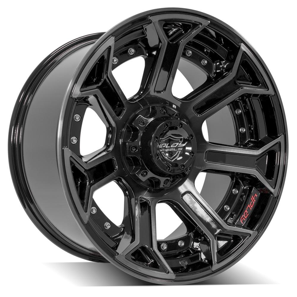 20x10 5x5" & 5x5.5" Gloss Black with Brushed Face & Tinted Clear for Dodge Ram 1500 1994-2010-265