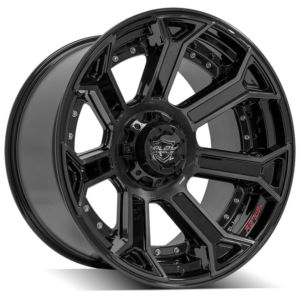 22x12 6x135mm & 6x5.5" Gloss Black with Brushed Face & Tinted Clear for Ford Expedition 2003-2023-310