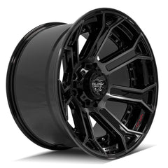 22x12 8x180mm Gloss Black with Brushed Face & Tinted Clear for Chevrolet Silverado 2500 HD 2011-2023-323