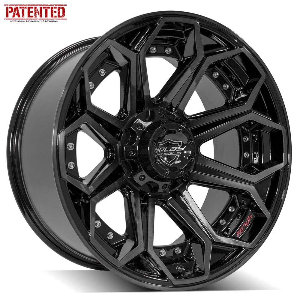  20x10 5x5" & 5x5.5" Gloss Black with Brushed Face & Tinted Clear for Dodge Ram 1500 1994-2010-330