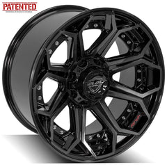  20x10 5x5" & 5x5.5" Gloss Black with Brushed Face & Tinted Clear for Dodge Ram 1500 1994-2010-332