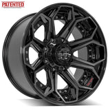  20x10 8x170mm Gloss Black with Brushed Face & Tinted Clear for Ford Excursion 2000-2005-340