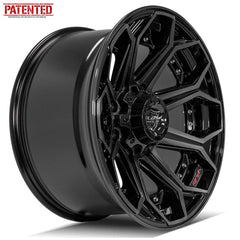  20x10 8x180mm Gloss Black with Brushed Face & Tinted Clear for Chevrolet Silverado 2500 HD 2011-2023-348