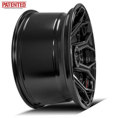  20x10 8x180mm Gloss Black with Brushed Face & Tinted Clear for Chevrolet Silverado 2500 HD 2011-2023-349