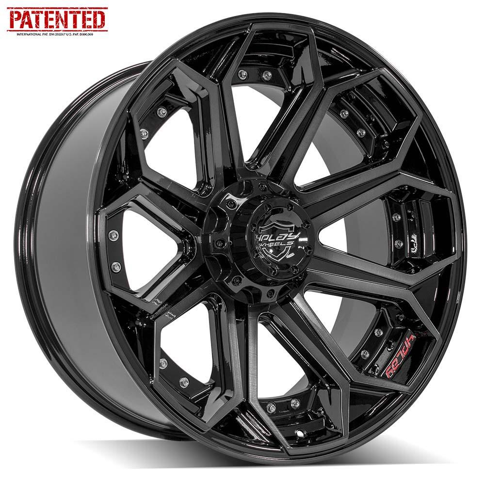  22x10 5x5" & 5x5.5" Gloss Black with Brushed Face & Tinted Clear for Dodge Ram 1500 1994-2010-355