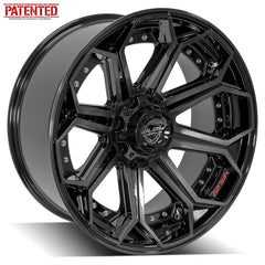  22x10 6x135mm & 6x5.5" Gloss Black with Brushed Face & Tinted Clear for Ford Expedition 2003-2023-362