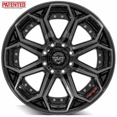  22x10 8x6.5" Gloss Black with Brushed Face & Tinted Clear for Chevrolet Avalanche 2500 2002-2007-371