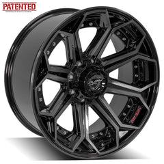  22x10 8x6.5" Gloss Black with Brushed Face & Tinted Clear for Chevrolet Avalanche 2500 2002-2007-372