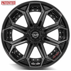  22x12 6x135mm & 6x5.5" Gloss Black with Brushed Face & Tinted Clear for Ford Expedition 2003-2023-381