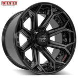  22x12 6x135mm & 6x5.5" Gloss Black with Brushed Face & Tinted Clear for Ford Expedition 2003-2023-380