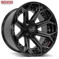  22x12 6x135mm & 6x5.5" Gloss Black with Brushed Face & Tinted Clear for Ford Expedition 2003-2023-380