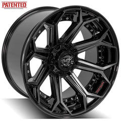  22x12 6x135mm & 6x5.5" Gloss Black with Brushed Face & Tinted Clear for Ford Expedition 2003-2023-382