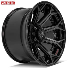  22x12 6x135mm & 6x5.5" Gloss Black with Brushed Face & Tinted Clear for Ford Expedition 2003-2023-383