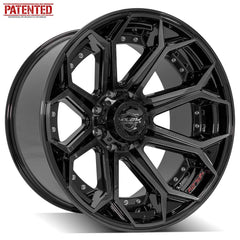  22x12 8x170mm Gloss Black with Brushed Face & Tinted Clear for Ford Excursion 2000-2005-385