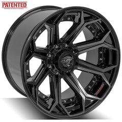  22x12 8x170mm Gloss Black with Brushed Face & Tinted Clear for Ford Excursion 2000-2005-387