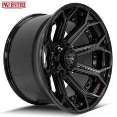  22x12 8x170mm Gloss Black with Brushed Face & Tinted Clear for Ford Excursion 2000-2005-388