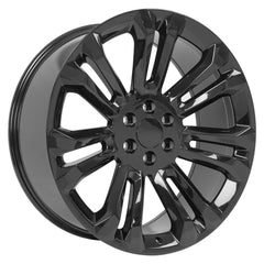 24" Replica Wheel fits Chevrolet Silverado 1500 - CV43 Black 24x10- Design One-Image-2