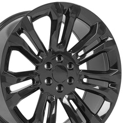 24" Replica Wheel fits Chevrolet Silverado 1500 - CV43 Black 24x10- Design One-Image-3
